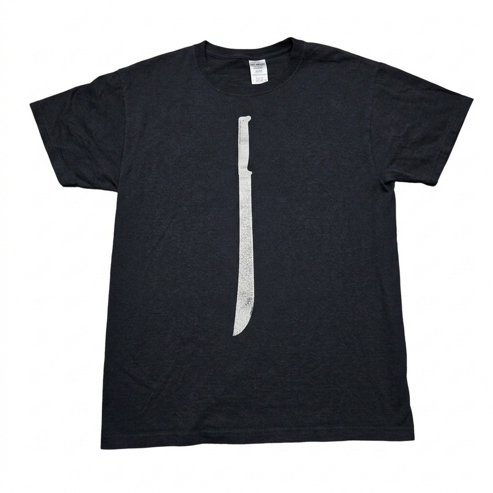 Jerzees Heavyweight Blend Black T-Shirt Large Machete Graphic Sword Knife Mens L